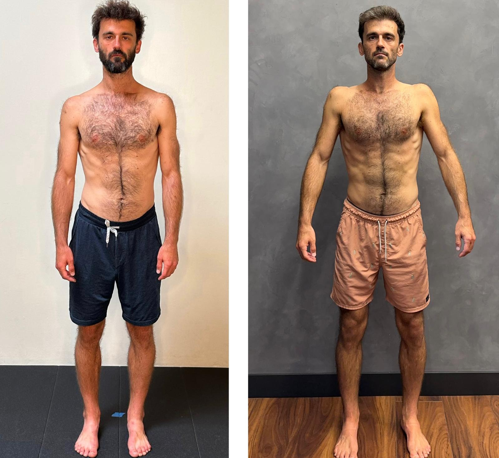 Viktor — front view, before and after Functional Patterns training
